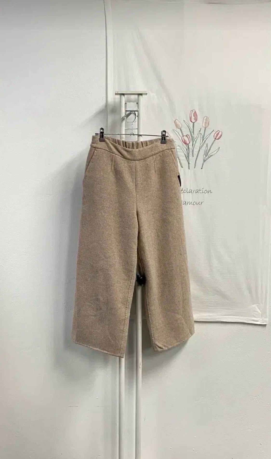 핸드메이드 베이지 와이드 팬츠 2