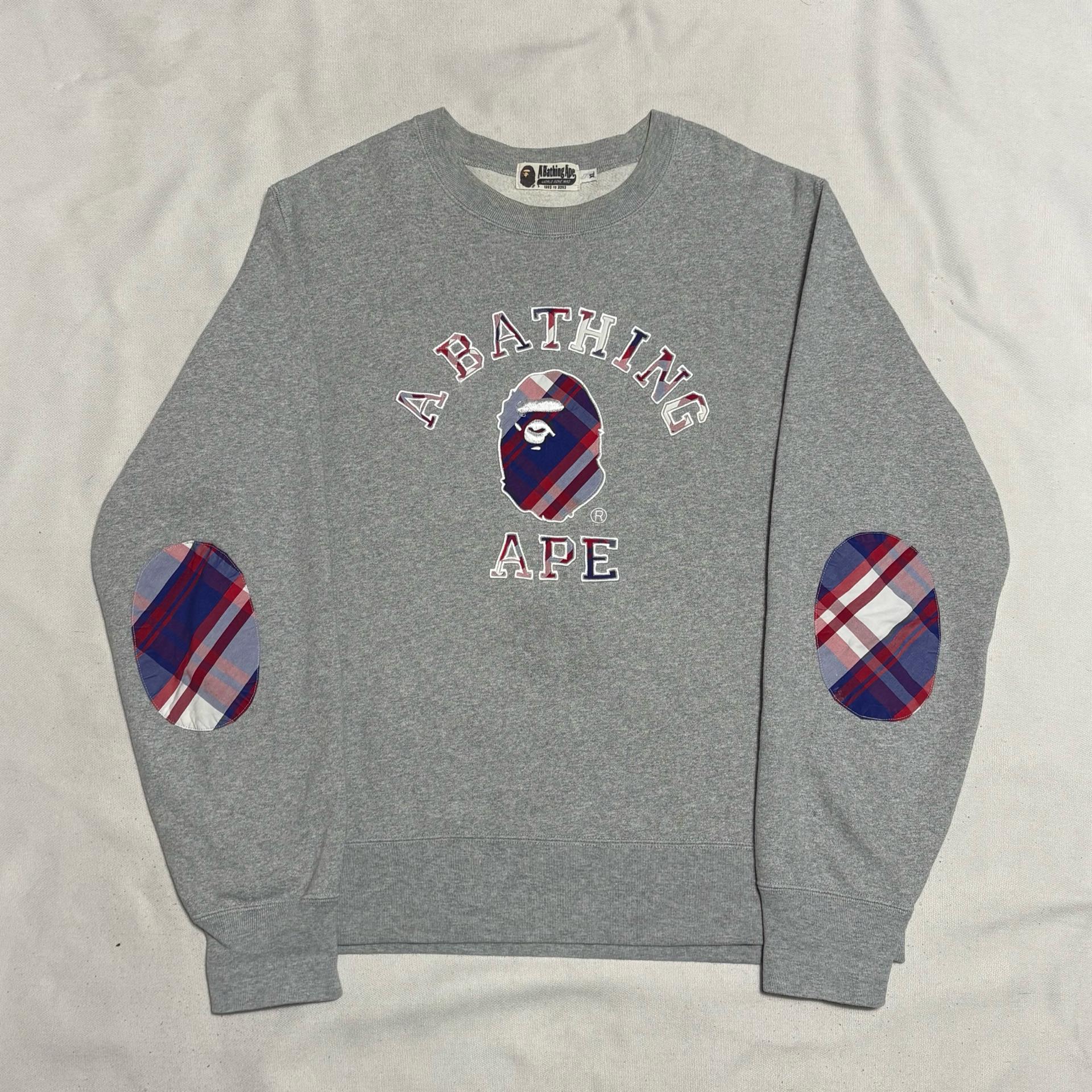 XL XL 베이프 UK 컬렉션 유니언 잭 사루 로고 그레이 맨투맨 3