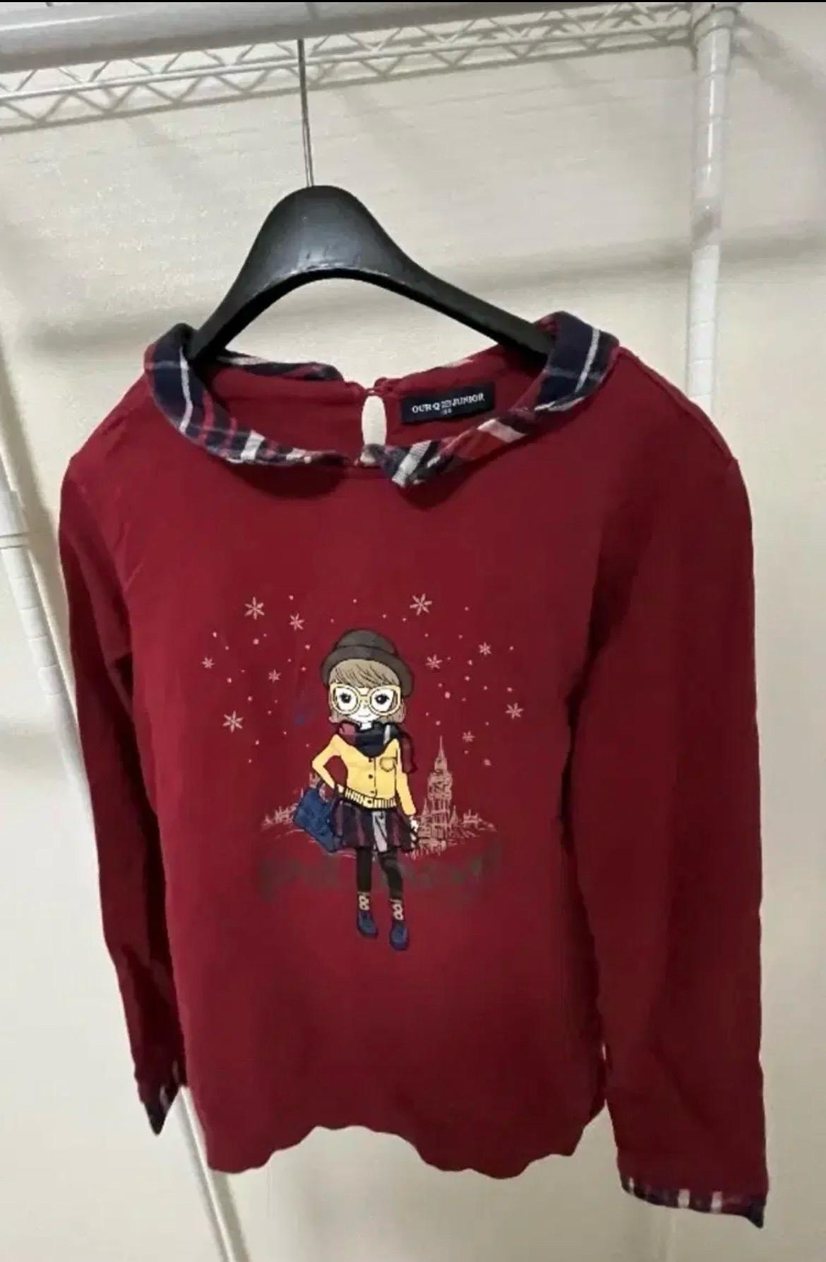 안경 소녀 레드 긴팔 2