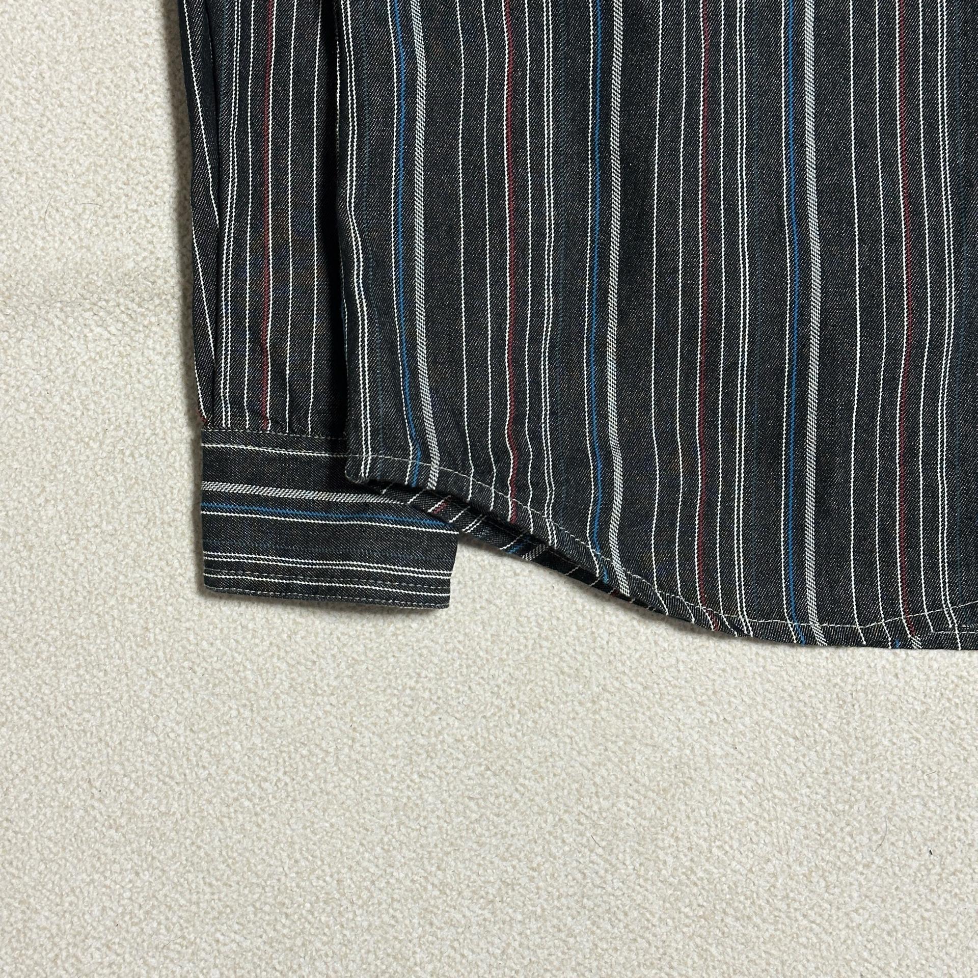 카라쿠 멀티 스트라이프 자카드 데님 워크 셔츠 5