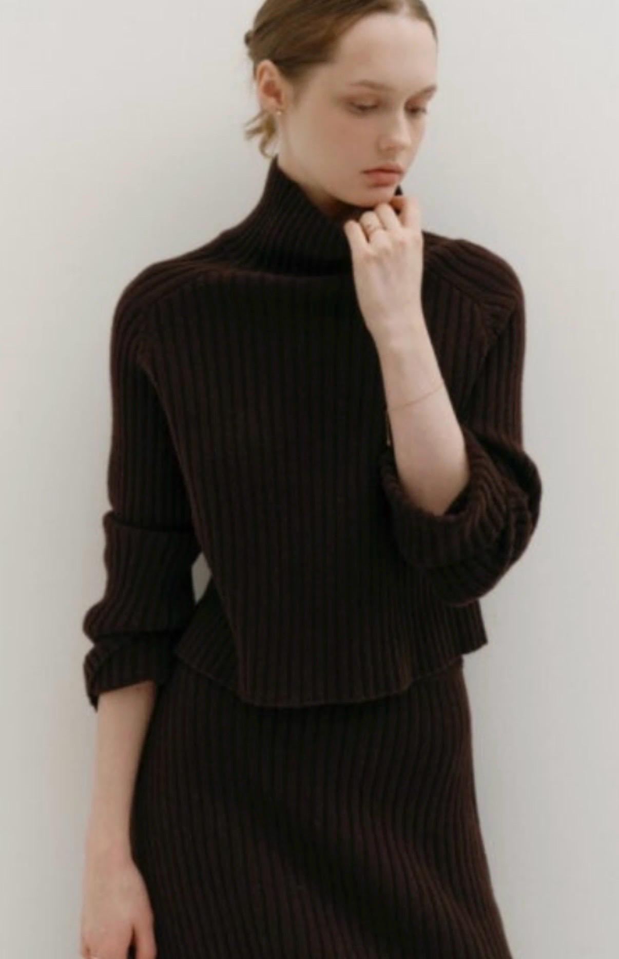 Sie 시에 마일 리브드 터틀넥 니트 (아이보리) 2