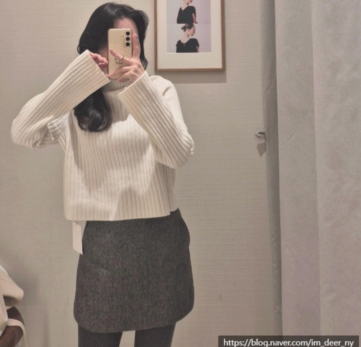 Sie 시에 마일 리브드 터틀넥 니트 (아이보리) 4