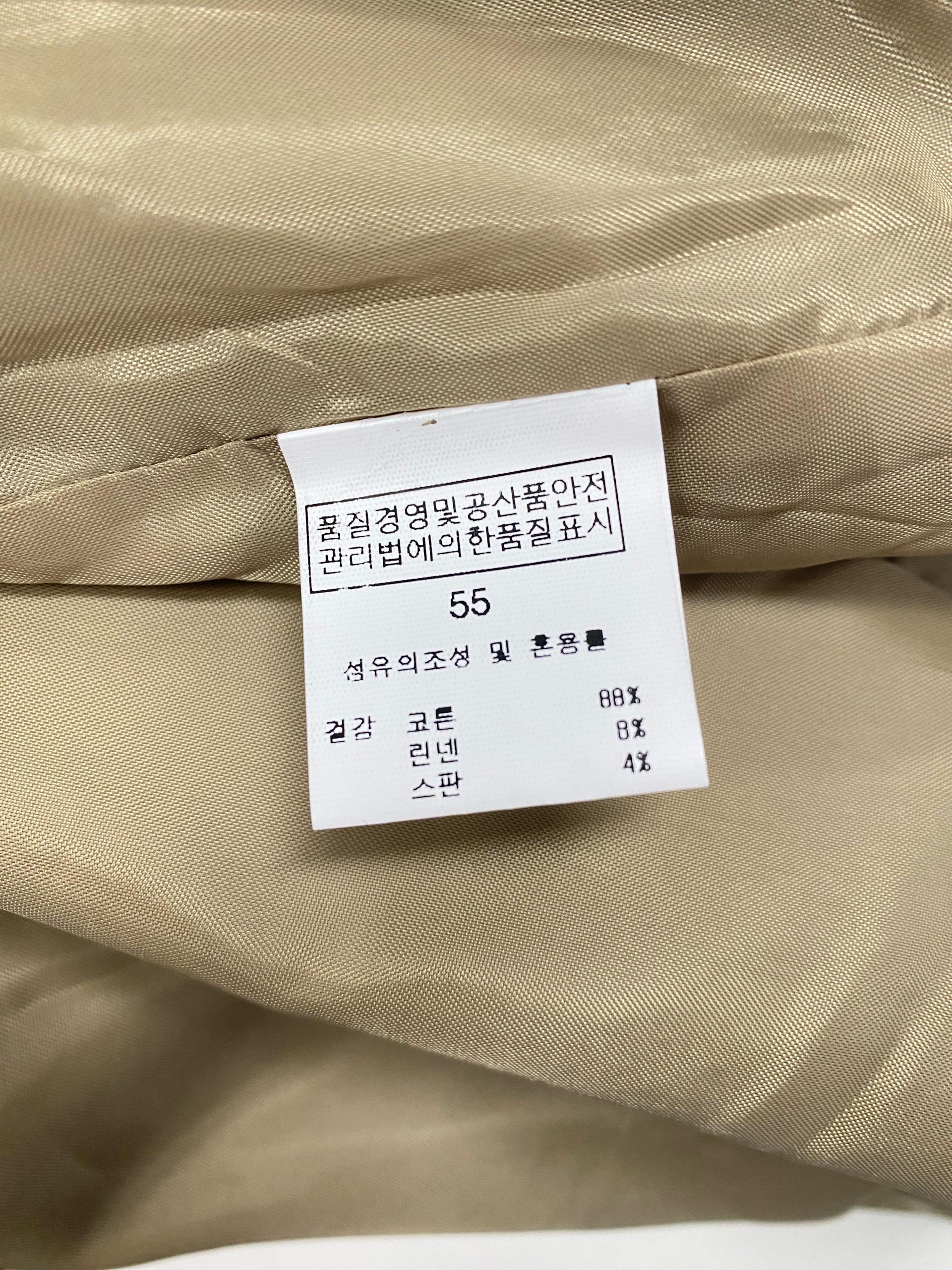 카키색 코튼린넨 더블 버튼 숏 트렌치 코트  8