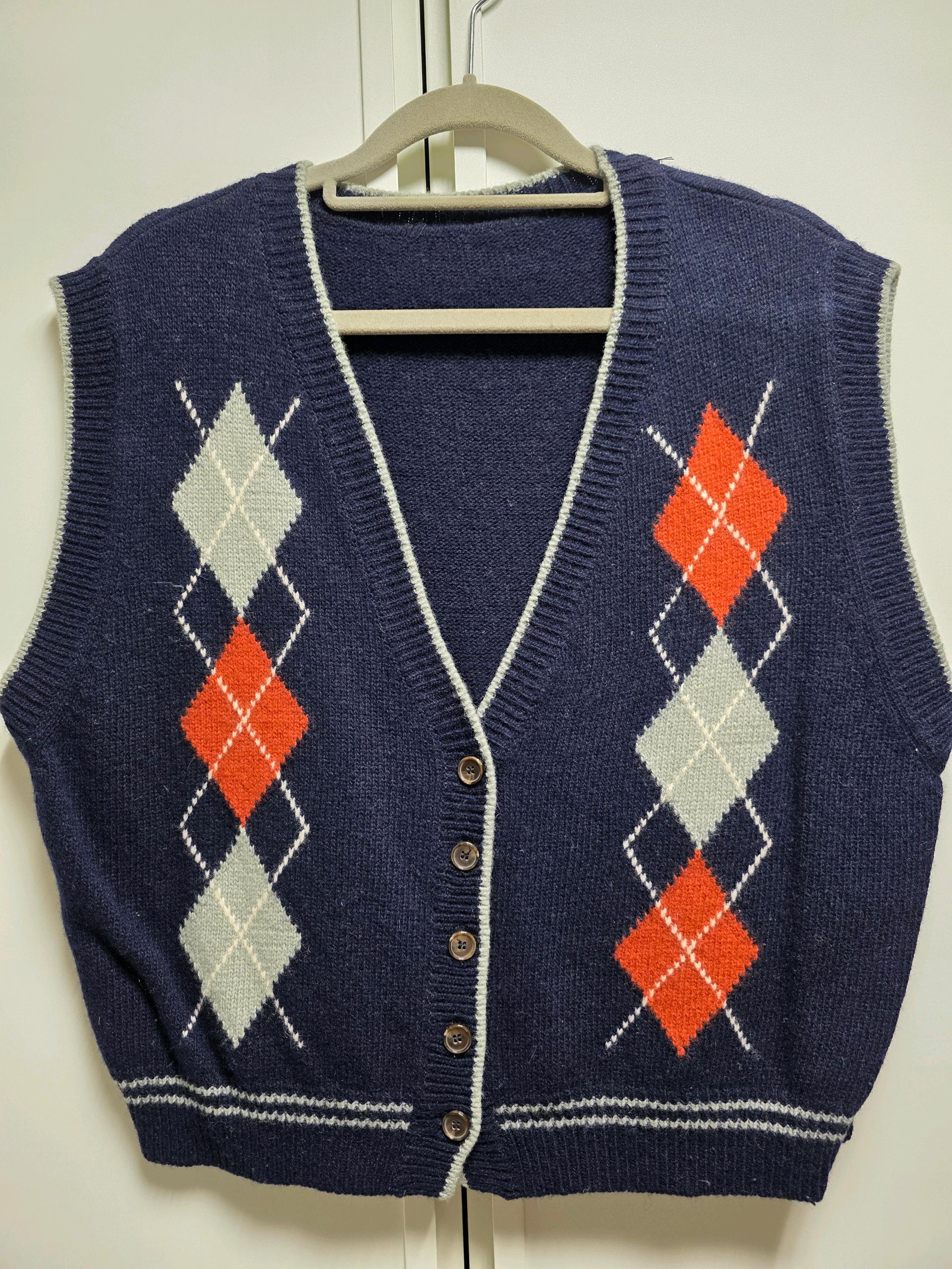 아가일 니트 조끼 2