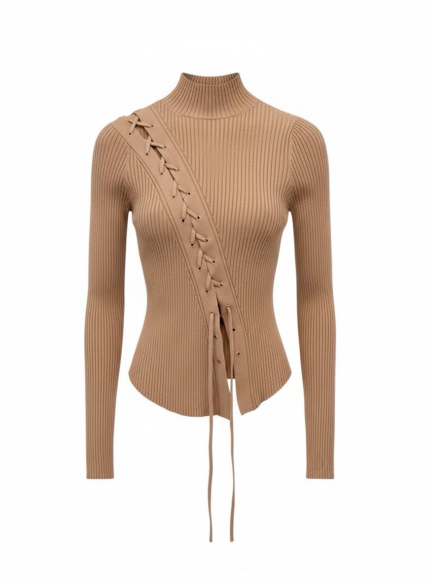 [80% 할인] 심카이 레이스업 리브 홀터넥 탑 XS 2