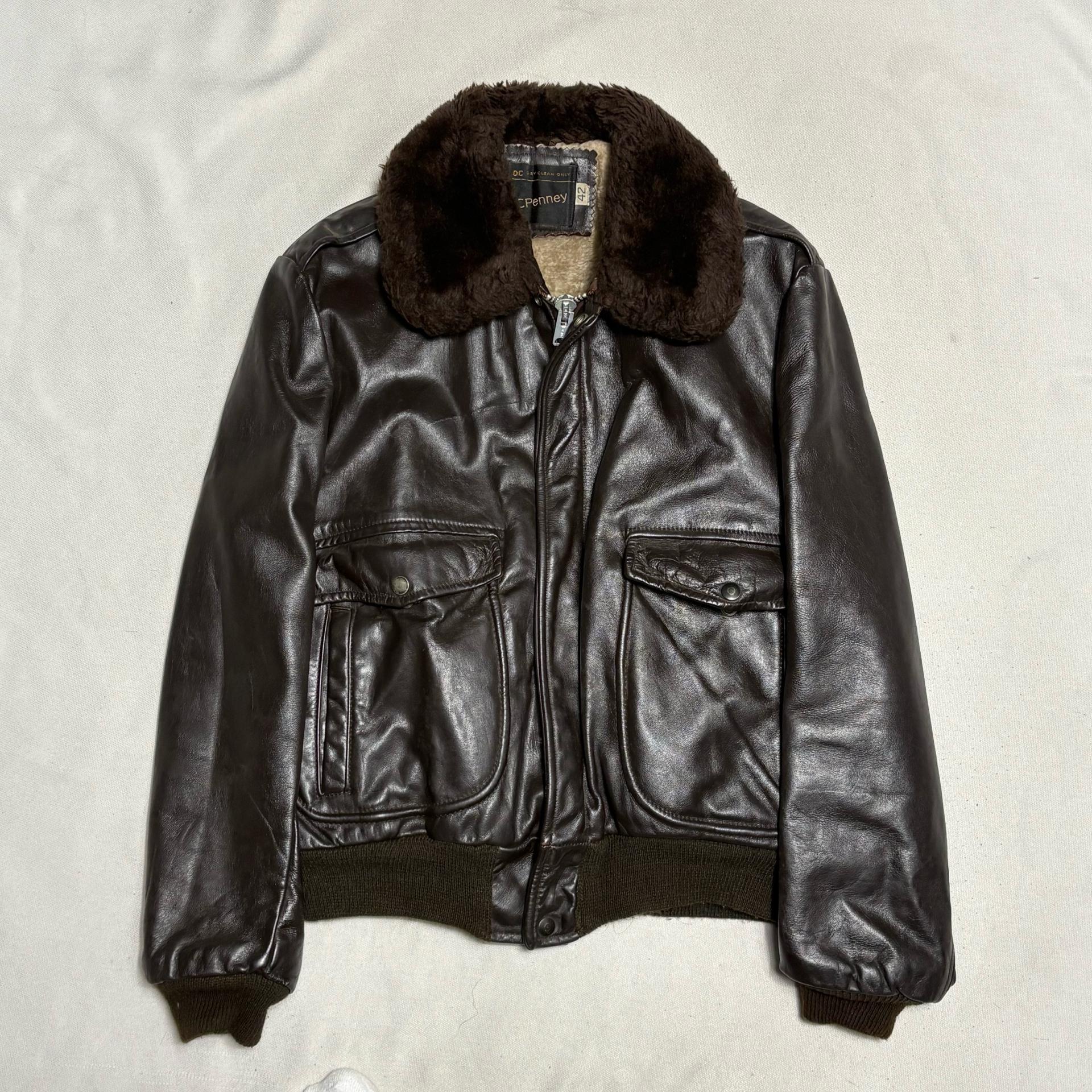 42 70’s JCPenney 브라운 가죽 G-1 플라이트 재킷 3
