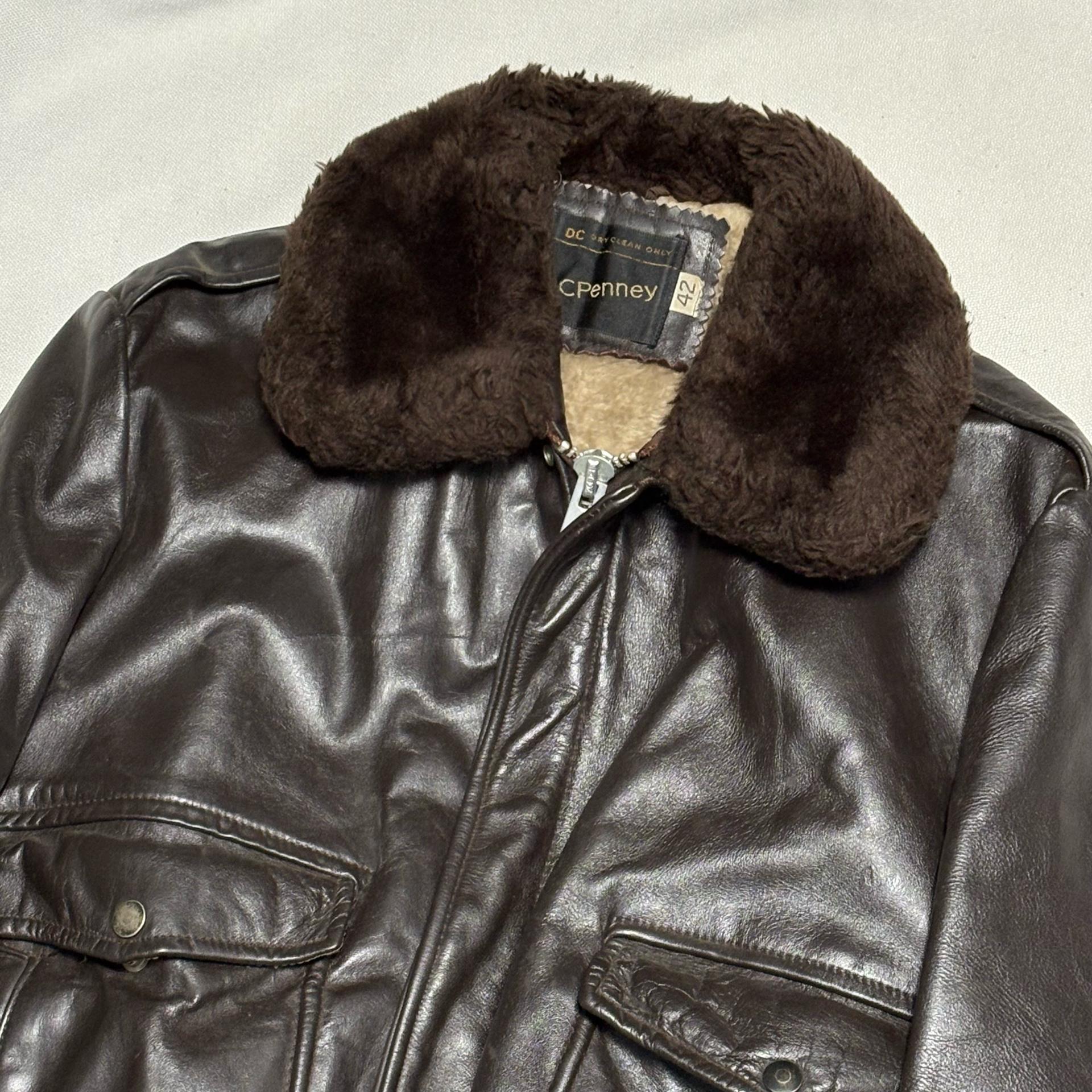 42 70’s JCPenney 브라운 가죽 G-1 플라이트 재킷 2