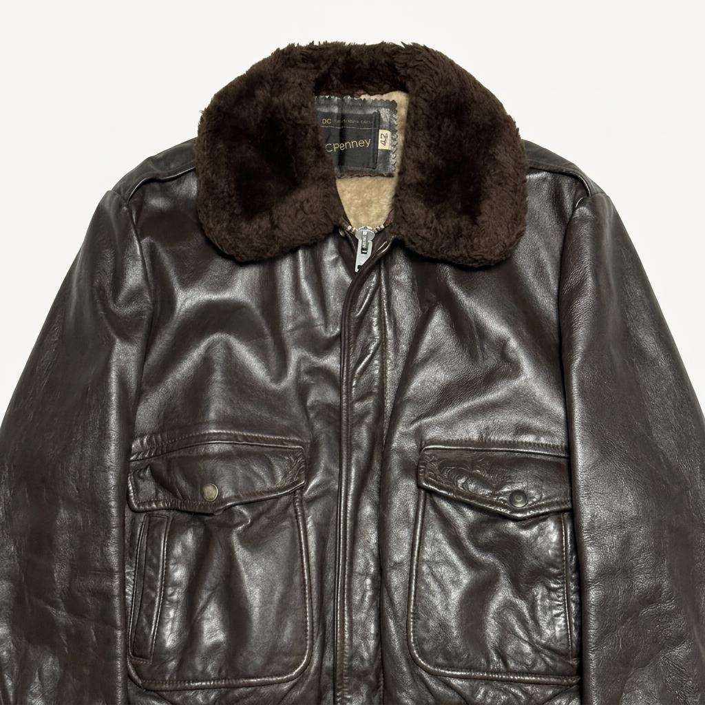 42 70’s JCPenney 브라운 가죽 G-1 플라이트 재킷 1