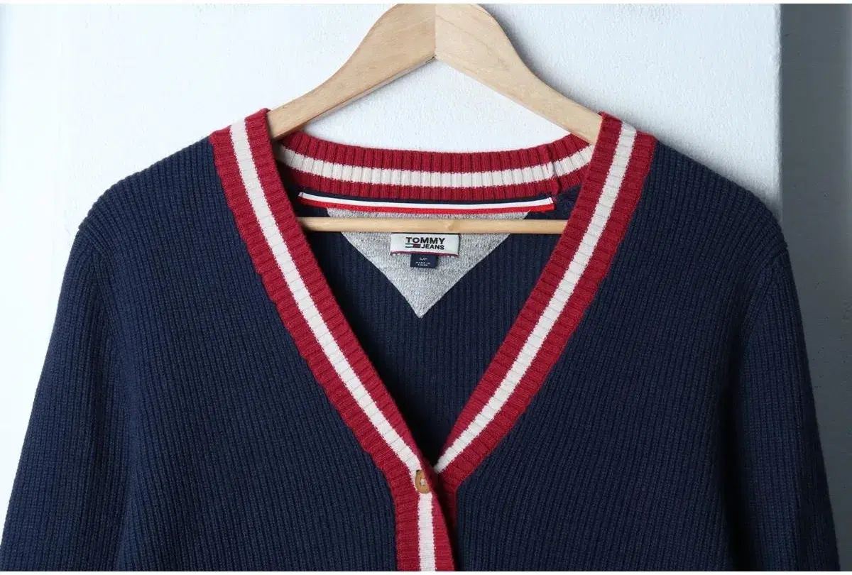 (S) TOMMY 타미힐피거 니트 가디건 네이비 버건디포인트 울 올드스쿨 2