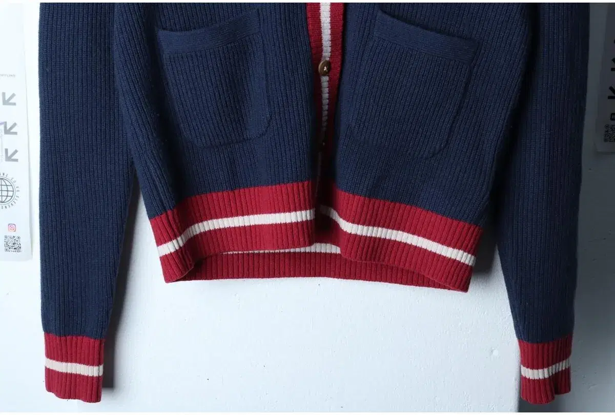 (S) TOMMY 타미힐피거 니트 가디건 네이비 버건디포인트 울 올드스쿨 6