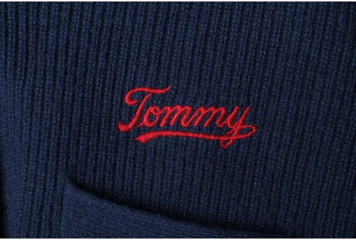 (S) TOMMY 타미힐피거 니트 가디건 네이비 버건디포인트 울 올드스쿨 7