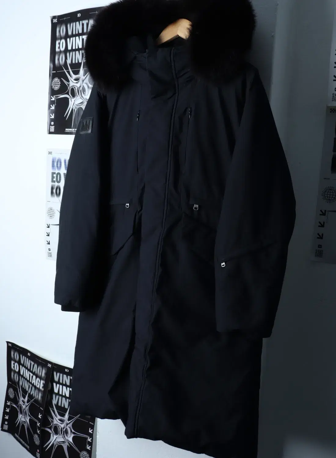 (L-XL) BASQUIAT 바스키아 패딩 점퍼자켓 구스다운 블랙 롱 퍼 2