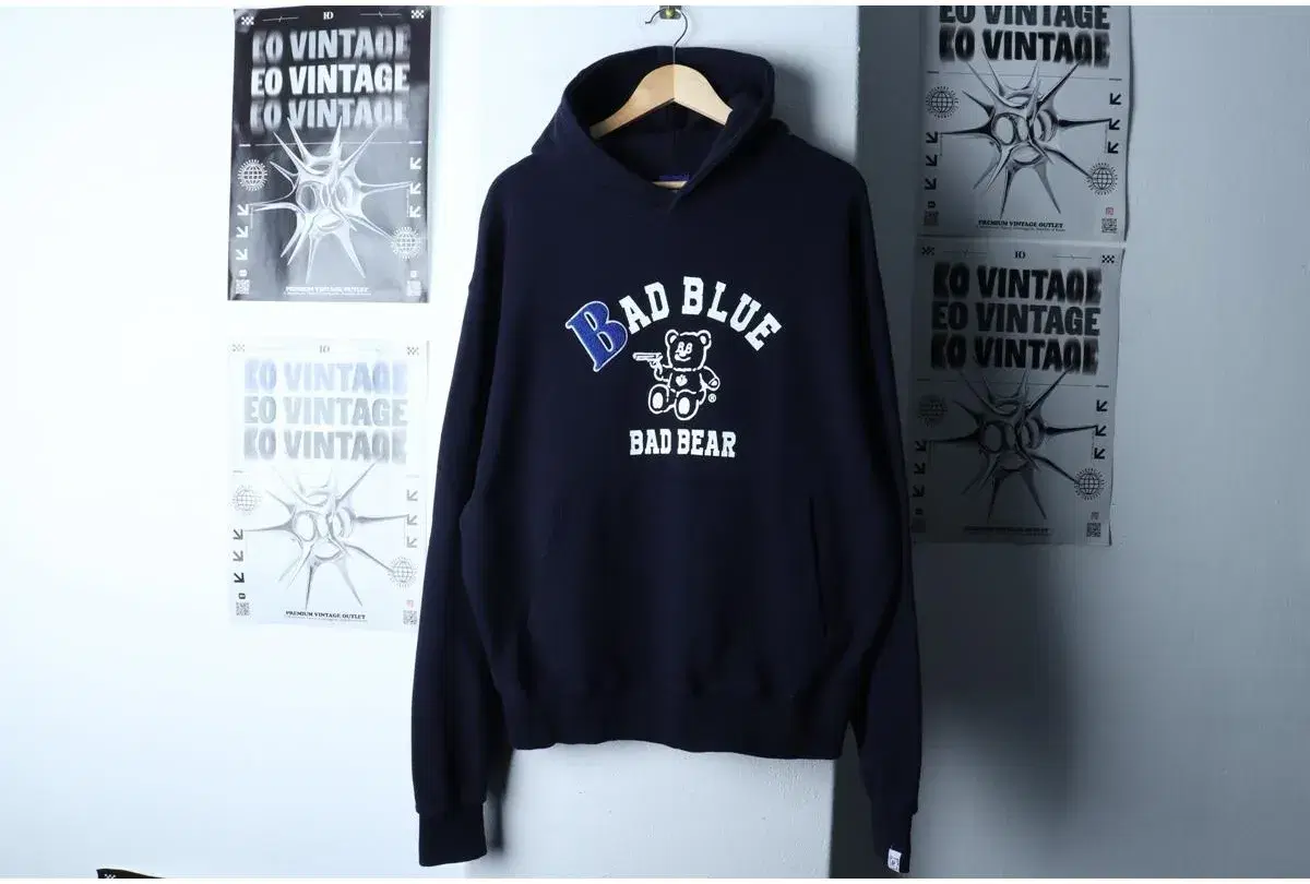(S-M) BADBLUE 배드블루 후드티셔츠 빅로고 베어 이달소 진솔 워너 이승훈 착용 4