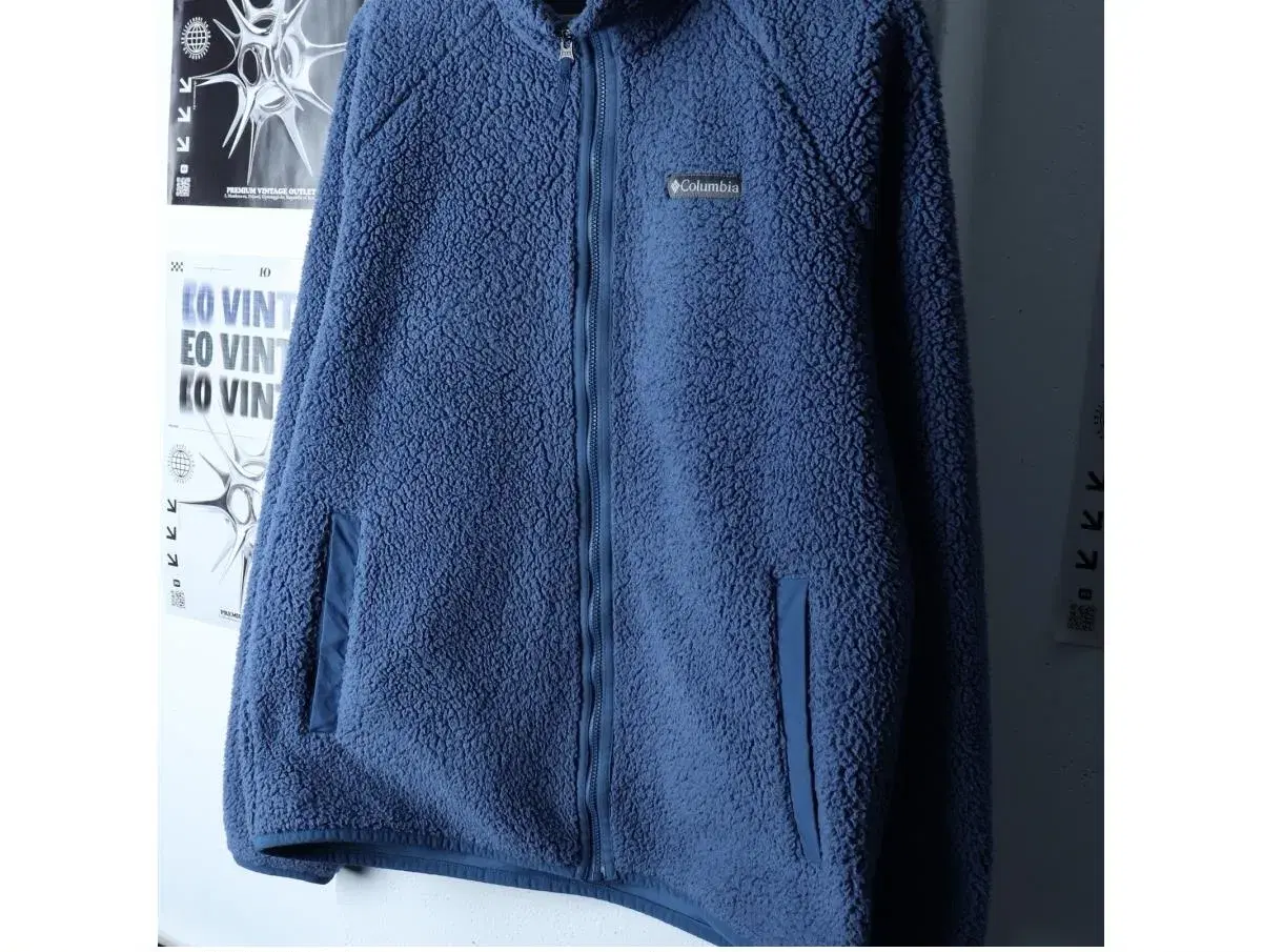 (L-XL) COLUMBIA 컬럼비아 집업 바람막이 점퍼자켓 후리스 플리스 뽀글이 블루 3