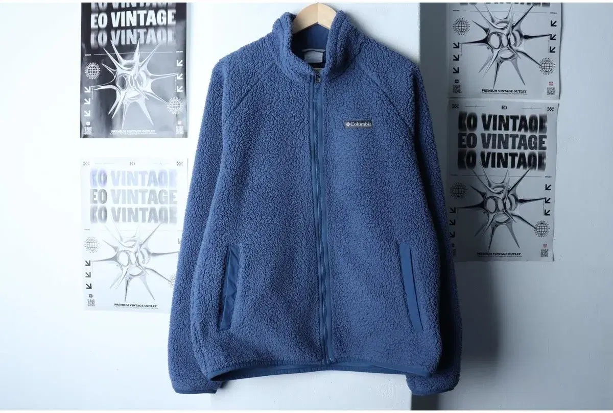 (L-XL) COLUMBIA 컬럼비아 집업 바람막이 점퍼자켓 후리스 플리스 뽀글이 블루 4