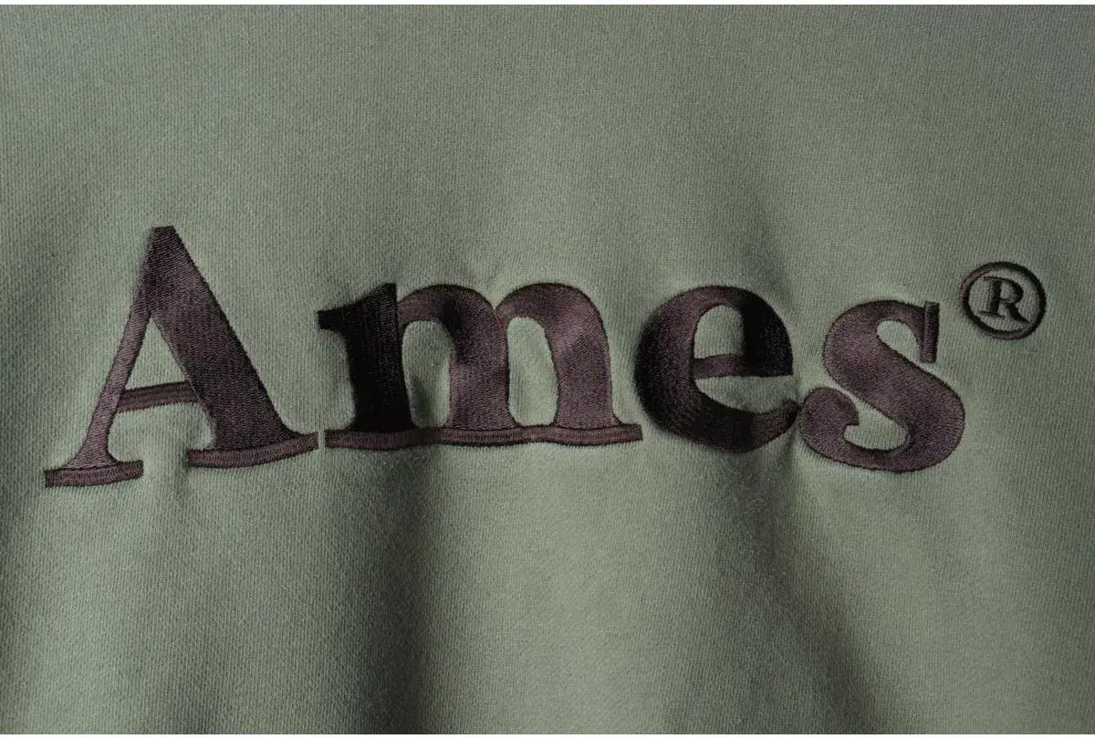W(F) AMES WORLDWIDE 아메스 월드와이드 맨투맨 티셔츠 빅로고 세미크롭 카키 7