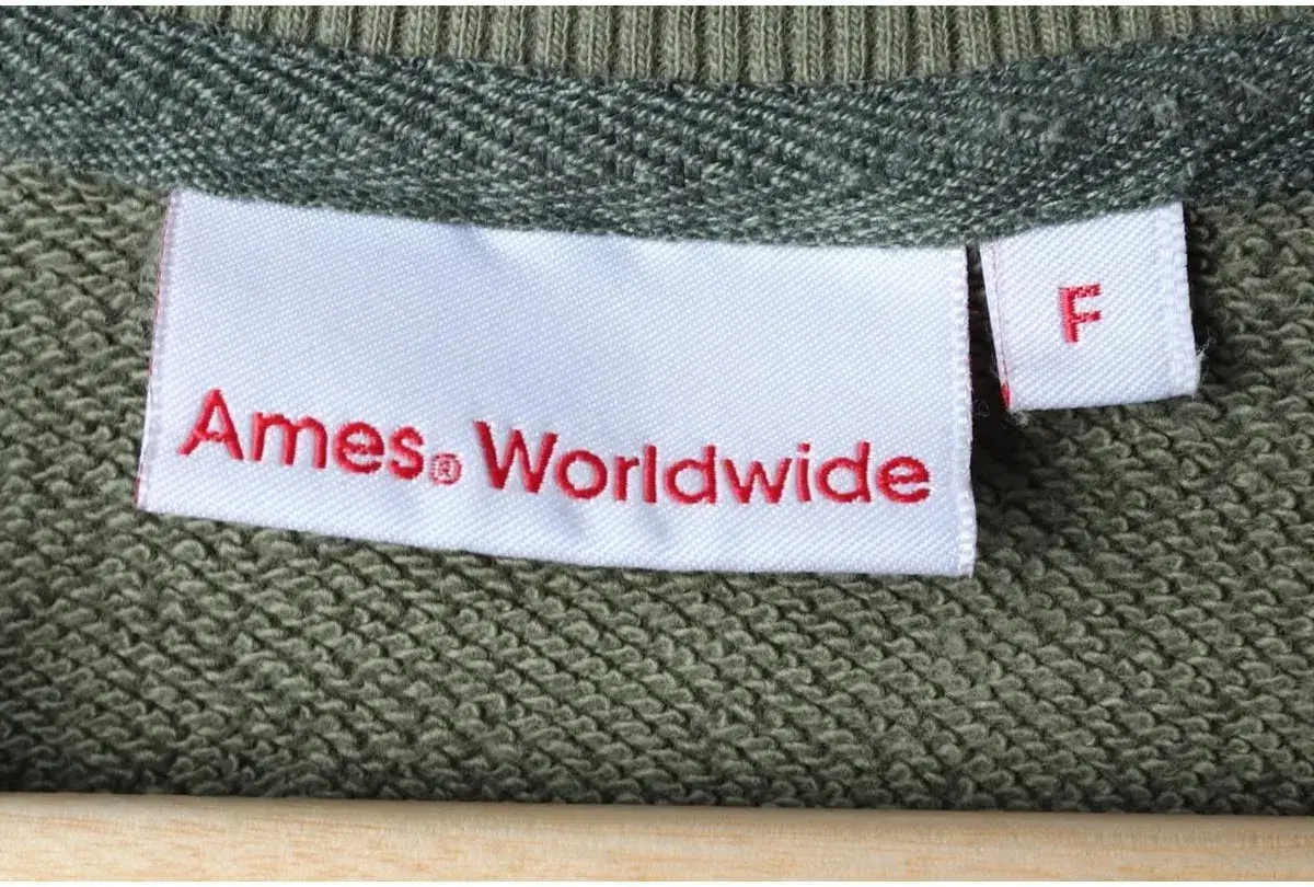 W(F) AMES WORLDWIDE 아메스 월드와이드 맨투맨 티셔츠 빅로고 세미크롭 카키 8