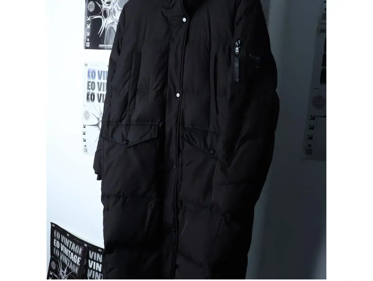 (XS-S) GUESS 게스 패딩 점퍼자켓 덕다운 블랙 롱 올드스쿨 3