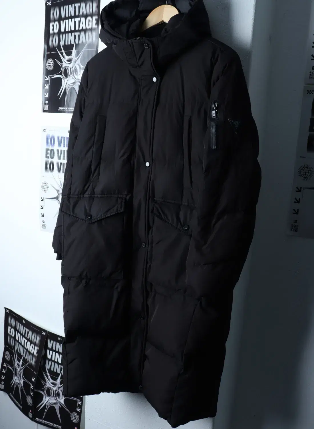 (XS-S) GUESS 게스 패딩 점퍼자켓 덕다운 블랙 롱 올드스쿨 2