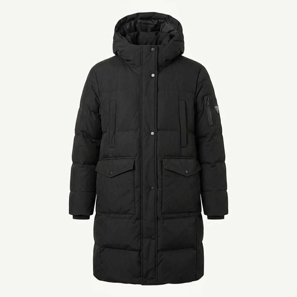 (XS-S) GUESS 게스 패딩 점퍼자켓 덕다운 블랙 롱 올드스쿨 1