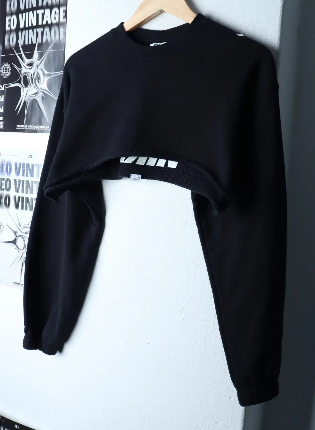 W(XS-S) NIKE 나이키 맨투맨 티셔츠 크롭 블랙 스우시 올드스쿨 커스텀 3