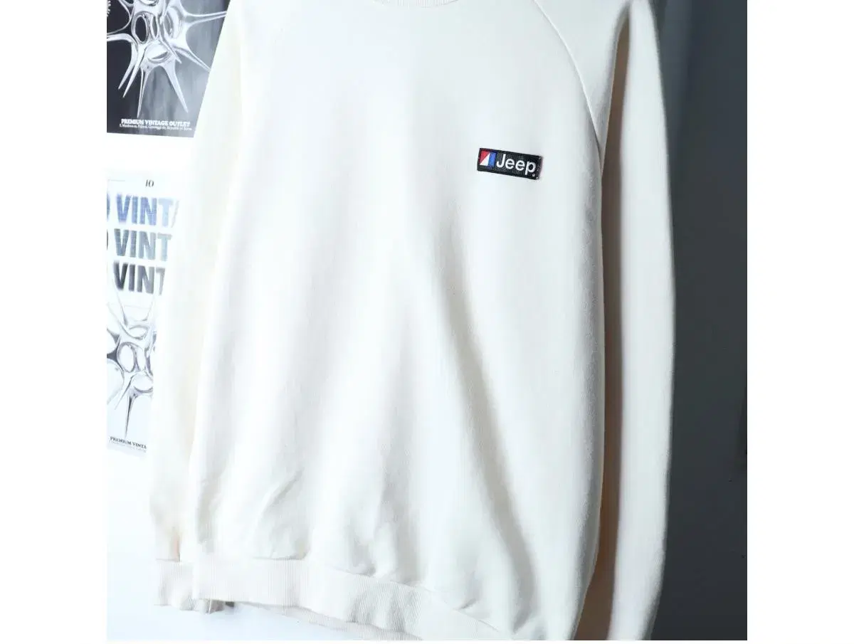 (M-L) JEEP 지프 맨투맨 티셔츠 루즈핏 아이보리 올드스쿨 4