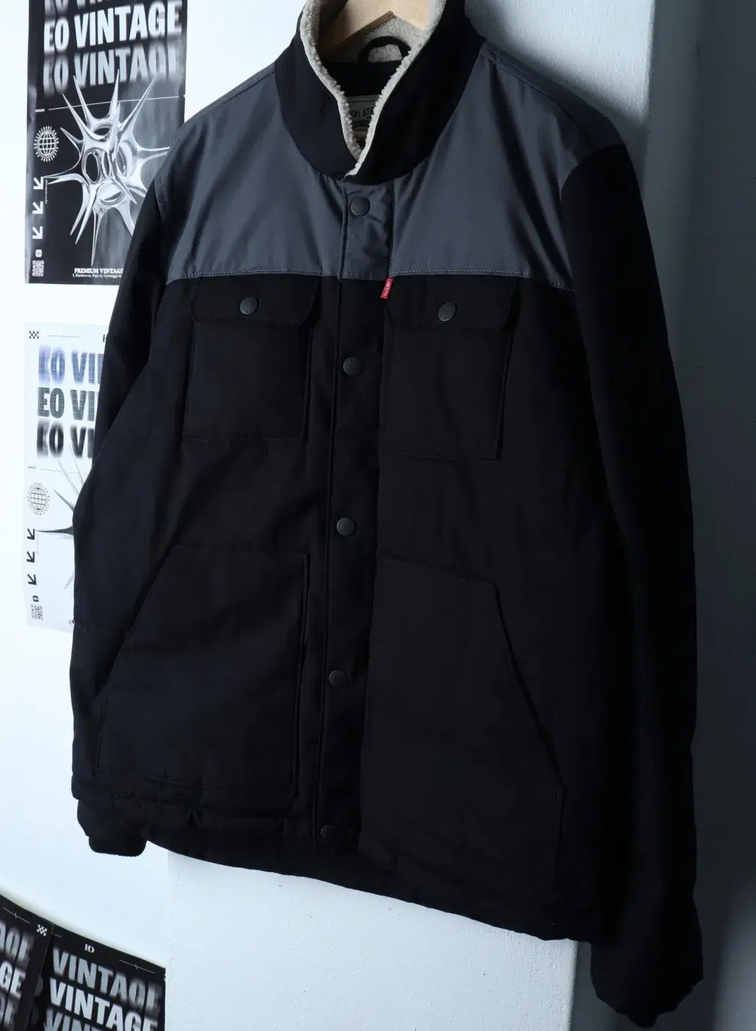 (XL-2XL) LEVIS 리바이스 패딩 점퍼자켓 트러커 블랙 누빔 아메카지 3