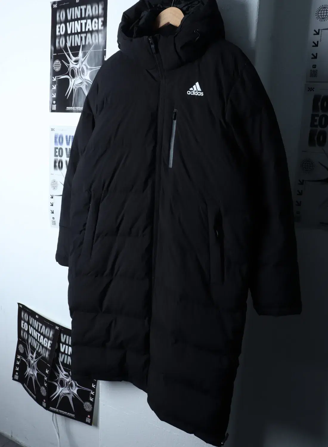 (L-XL) ADIDAS 아디다스 패딩 점퍼자켓 덕다운 블랙 롱 올드스쿨 3