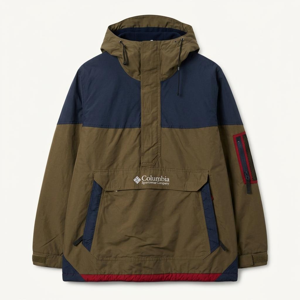 (XL-2XL) COLUMBIA 컬럼비아 집업 바람막이 점퍼자켓 아노락 브라운 기모 고프코 1