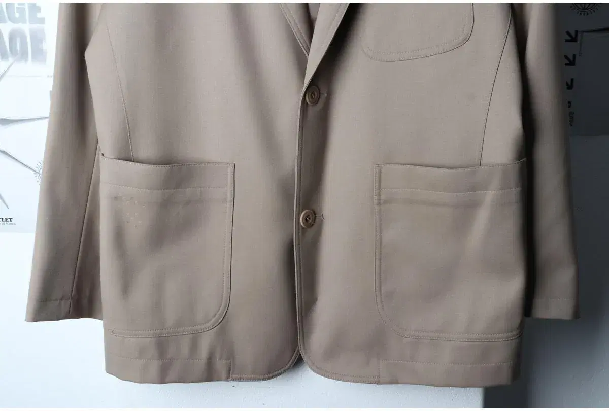 (L-XL) COOR 쿠어 정장 슈트 자켓 블레이저 싱글 베이지 울 놈코어 2버튼 7
