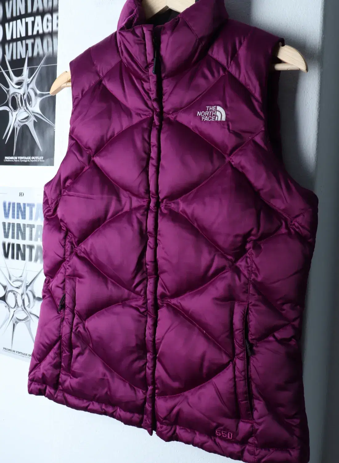 W(M-L) THE NORTH FACE 노스페이스 패딩 점퍼자켓 조끼 퍼플 퀄팅 올드스쿨 3