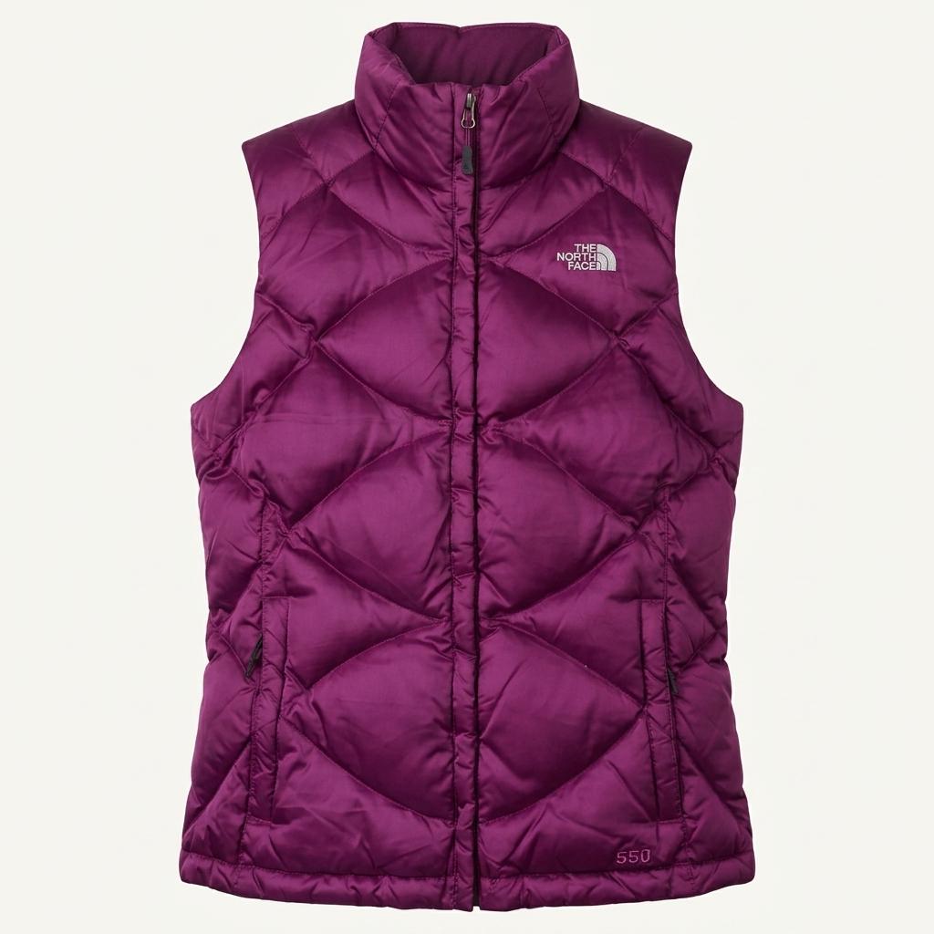 W(M-L) THE NORTH FACE 노스페이스 패딩 점퍼자켓 조끼 퍼플 퀄팅 올드스쿨