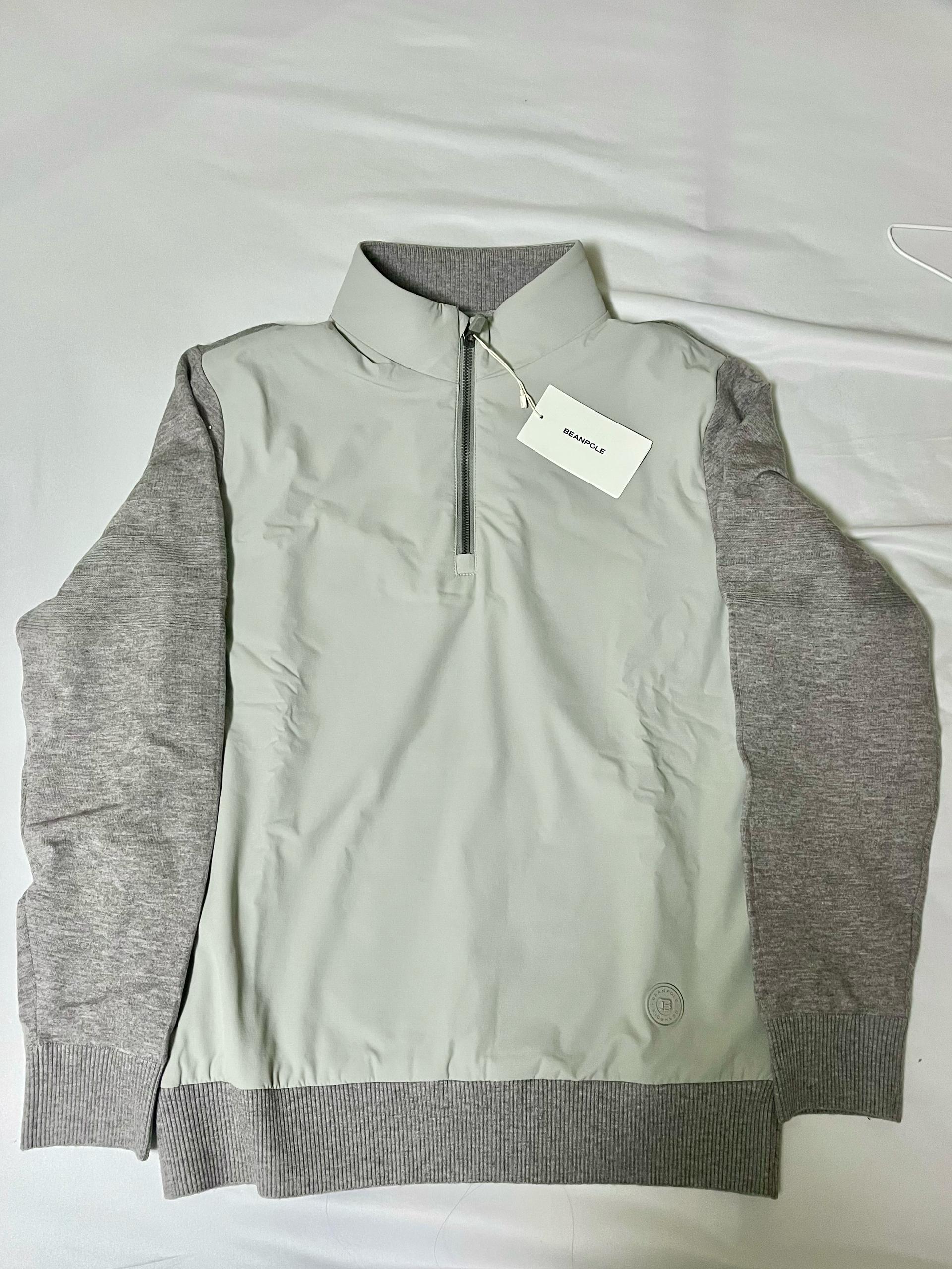 BEANPOLE GOLF 남성 우븐 하이브리드 니트 반집업 - 그레이 2