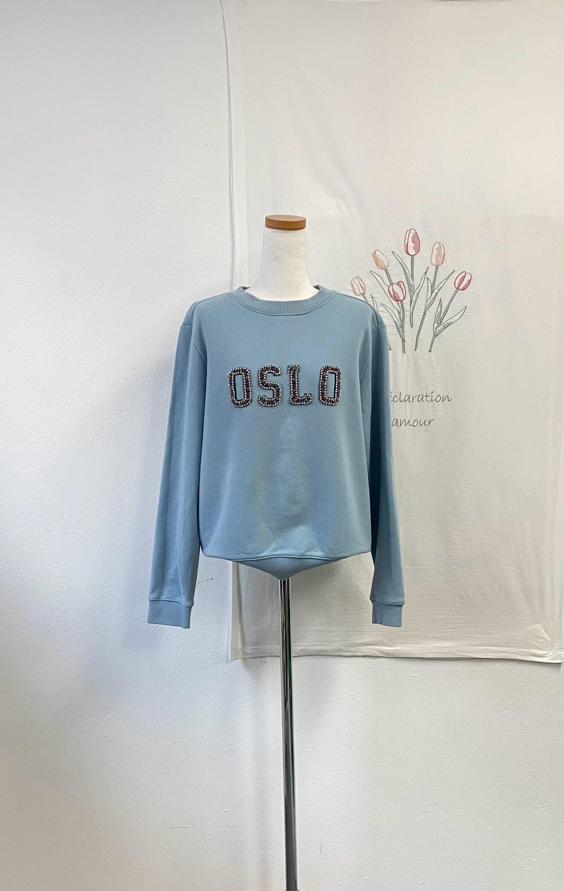 시에로 OSLO 큐빅자수 맨투맨 하늘색 2