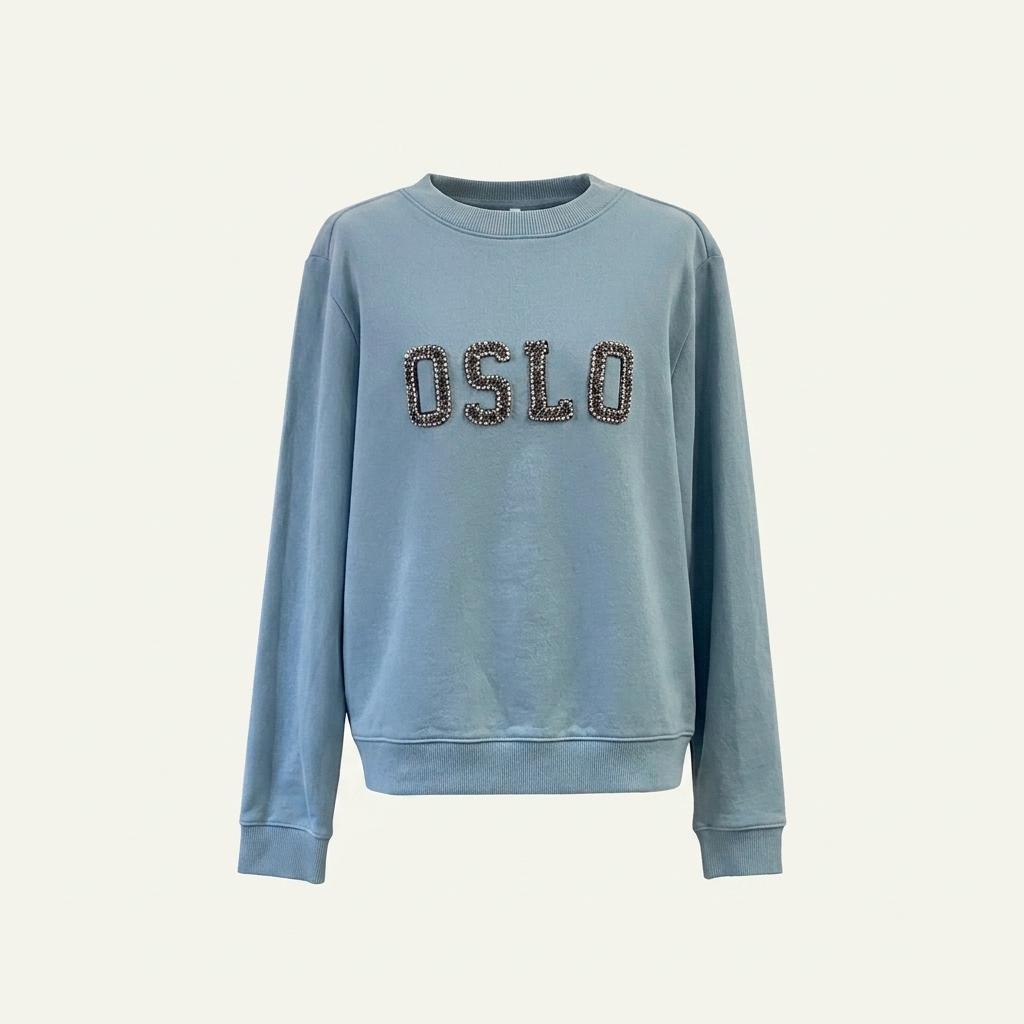 시에로 OSLO 큐빅자수 맨투맨 하늘색 1
