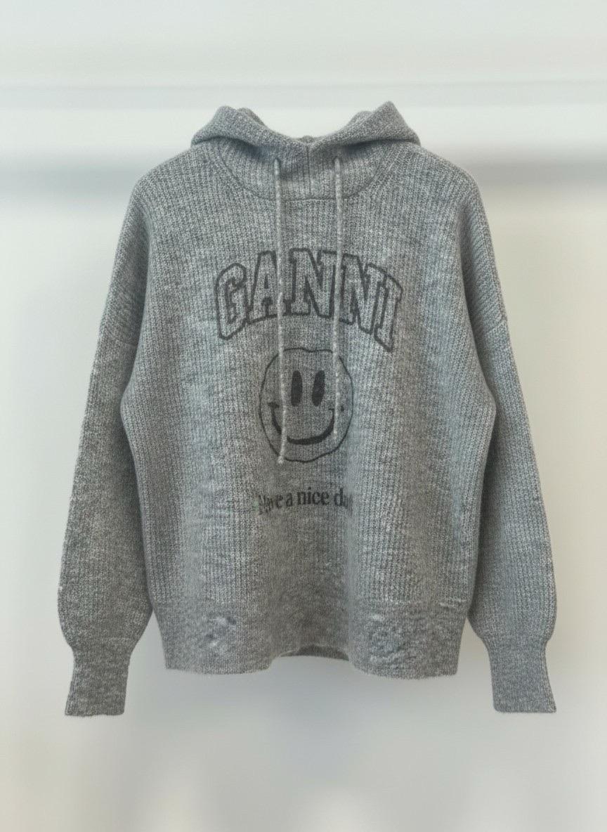 [80% 할인] GANNI 멜란지 스마일 니트 후디 (M) 2