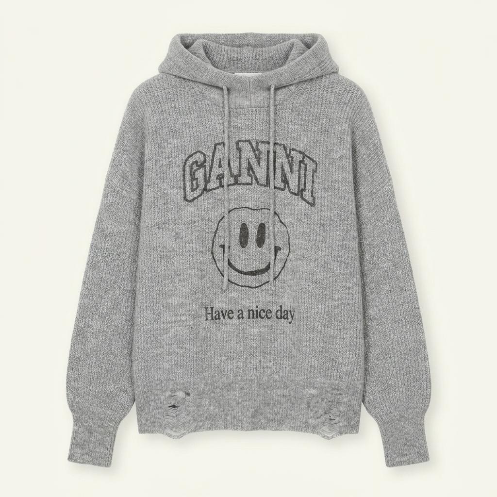 [80% 할인] GANNI 멜란지 스마일 니트 후디 (M) 1