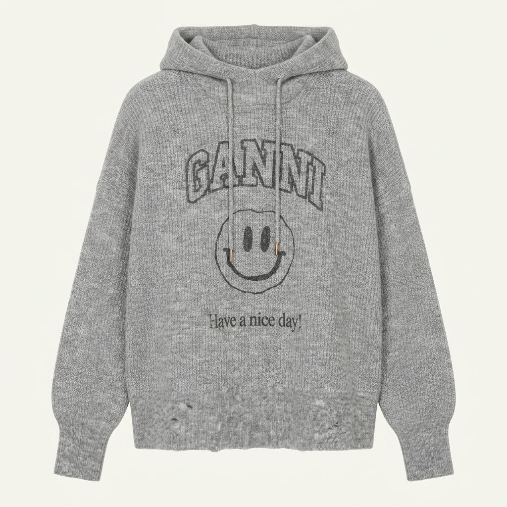 [80% 할인] GANNI 멜란지 스마일 니트 후디 (M) 1