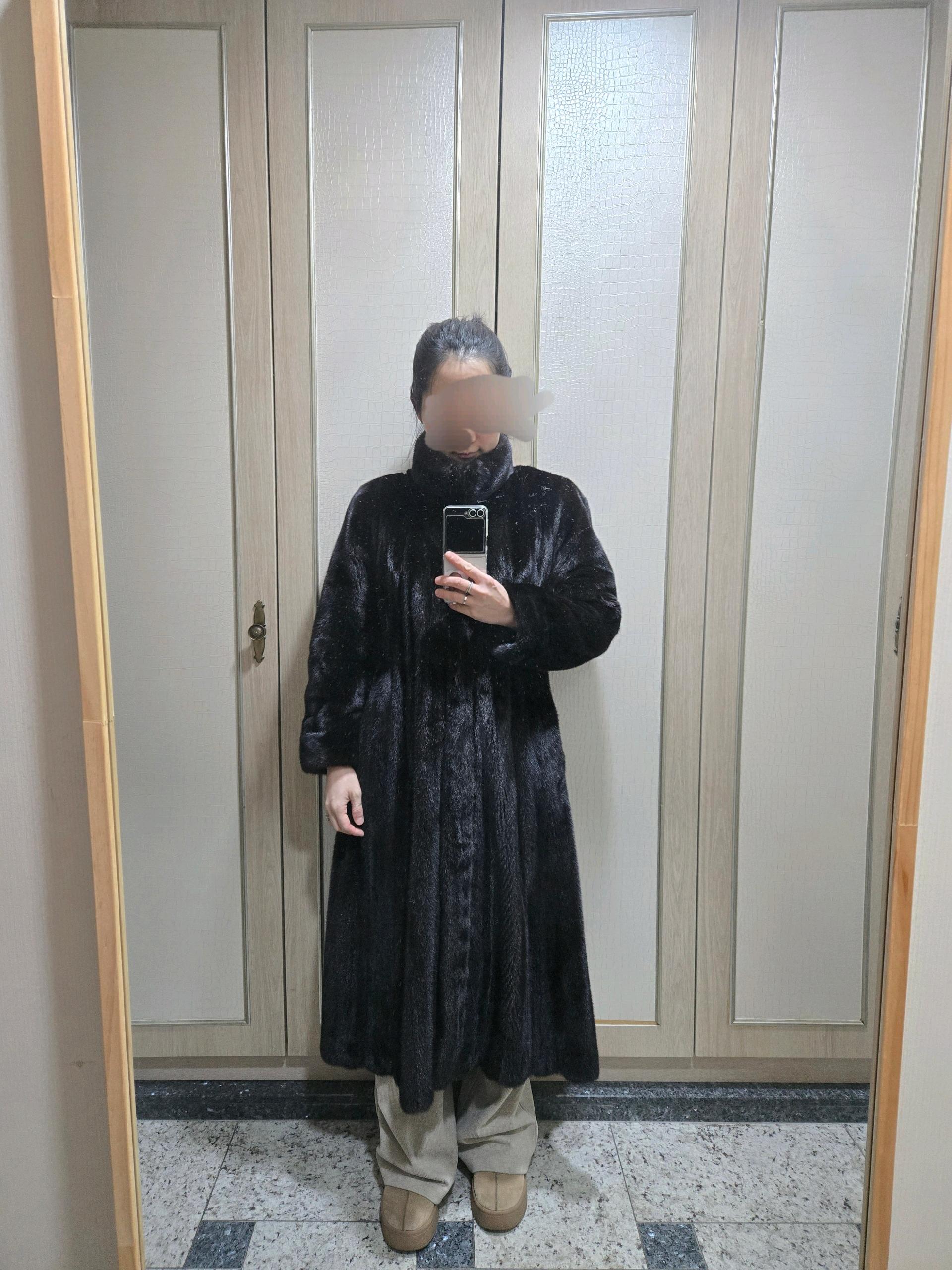 밍크 롱코트 블랙(115cm, 55반~66사이즈) 6