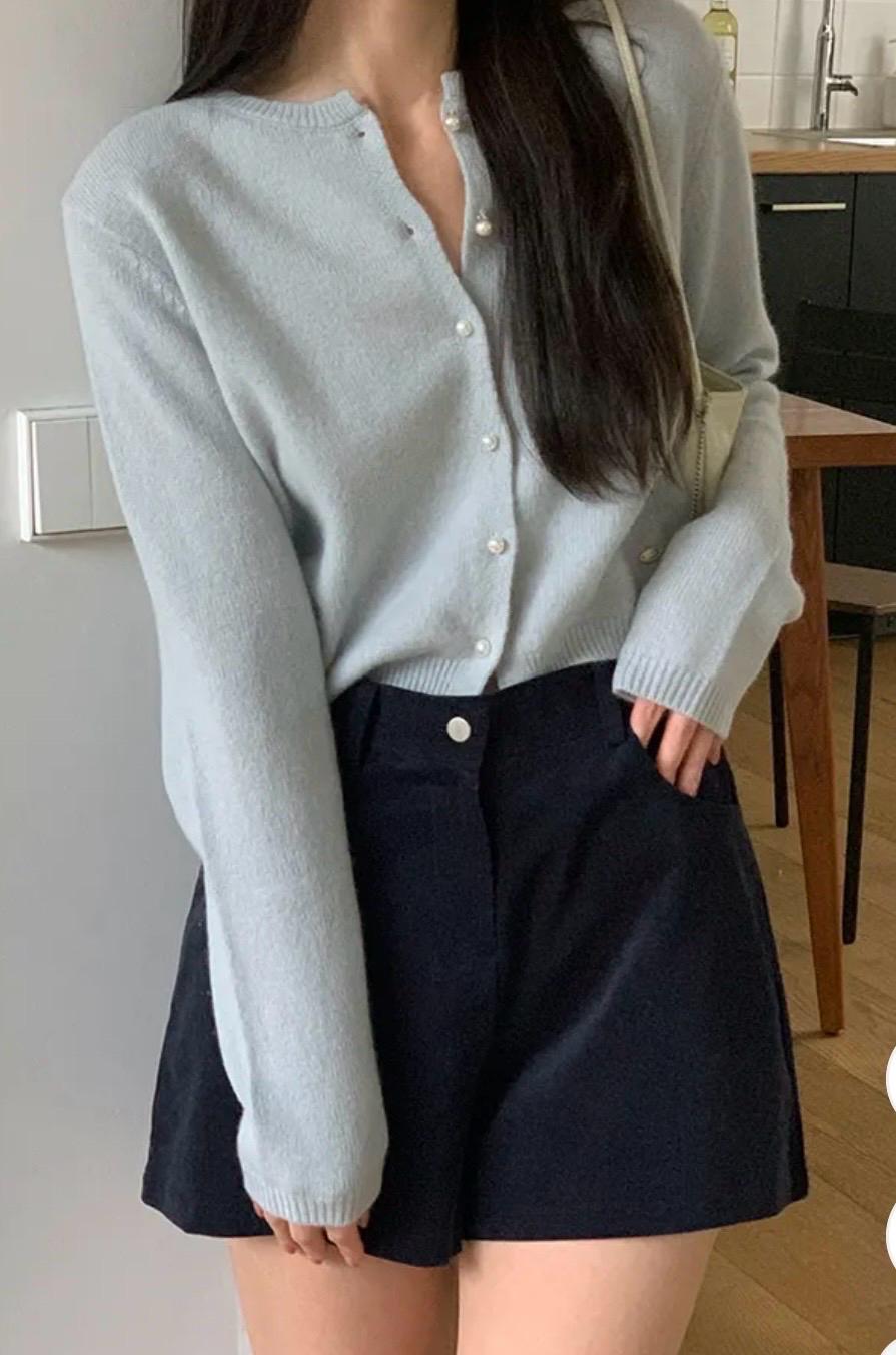 [새상품]꼰미고 소라 진주 울 가디건 4