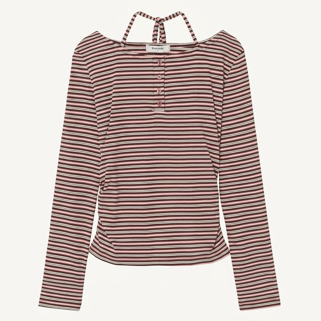 에잇세컨즈 스트라이프 헨리넥 저지탑 1
