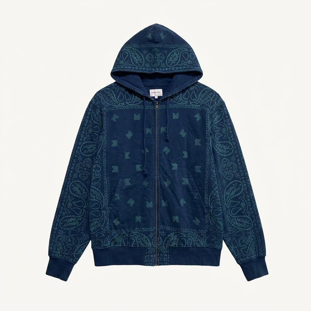 디스이즈네버댓 Bandana Zip Up Sweat Dark Blue 1