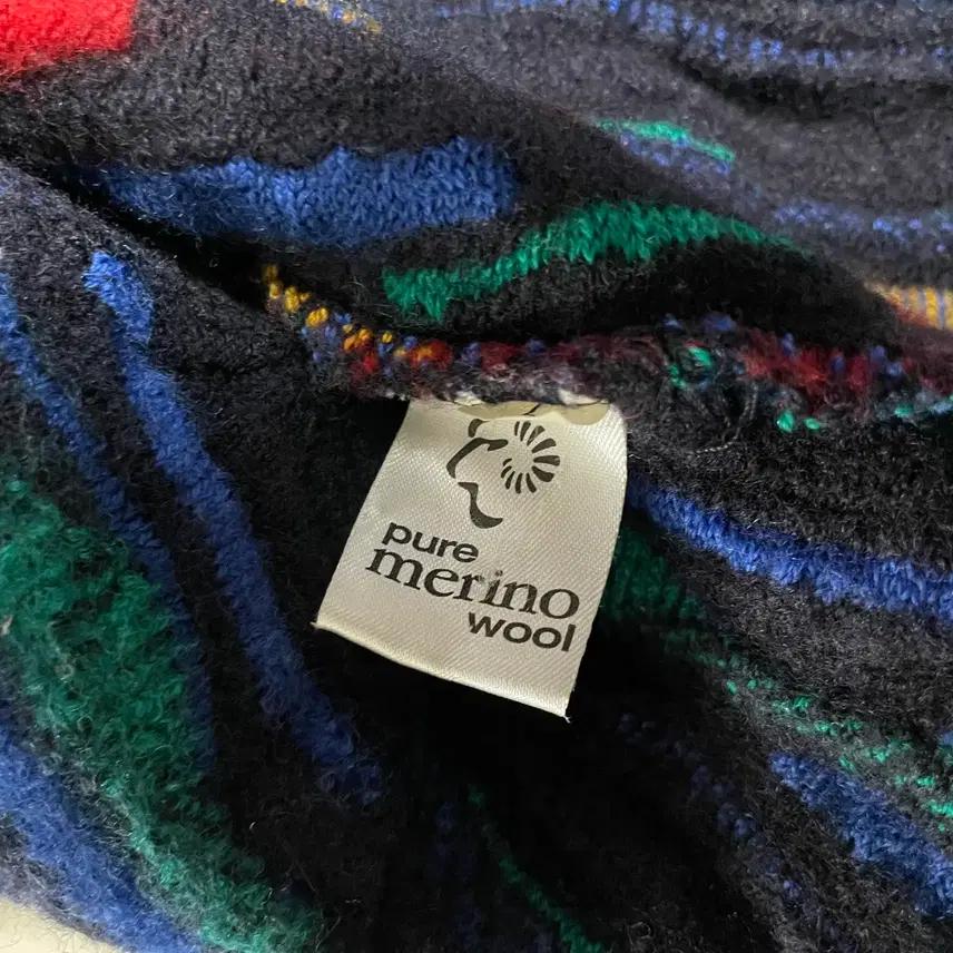 Pure Merino Wool 빈티지 케이블 가디건 M 6