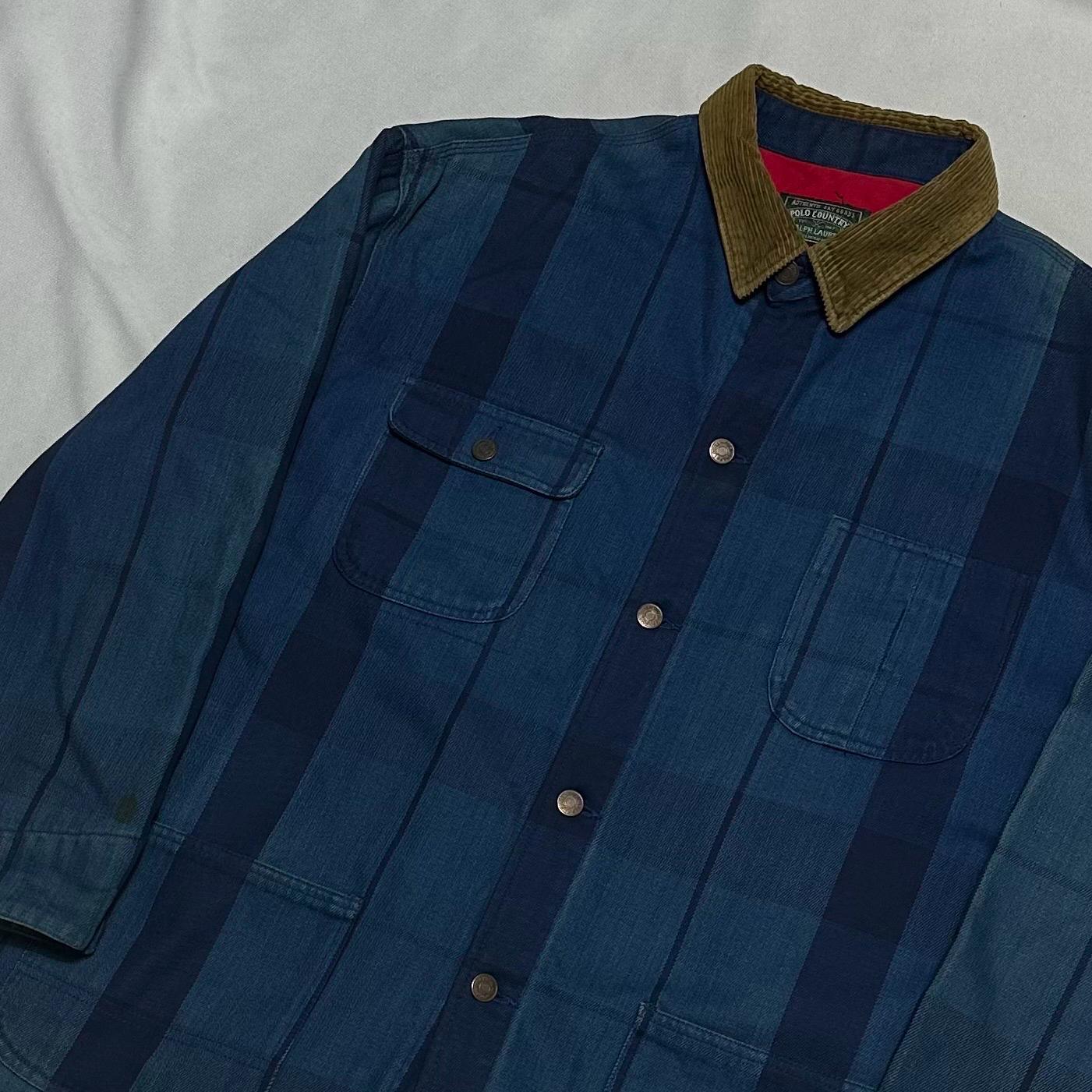 XL 폴로 컨트리 랄프로렌 코듀로이 카라 체크 번 코트 2