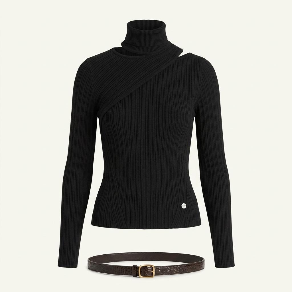 루에브르 Cut-out Asymmetric Knit Top 민트그레이 1