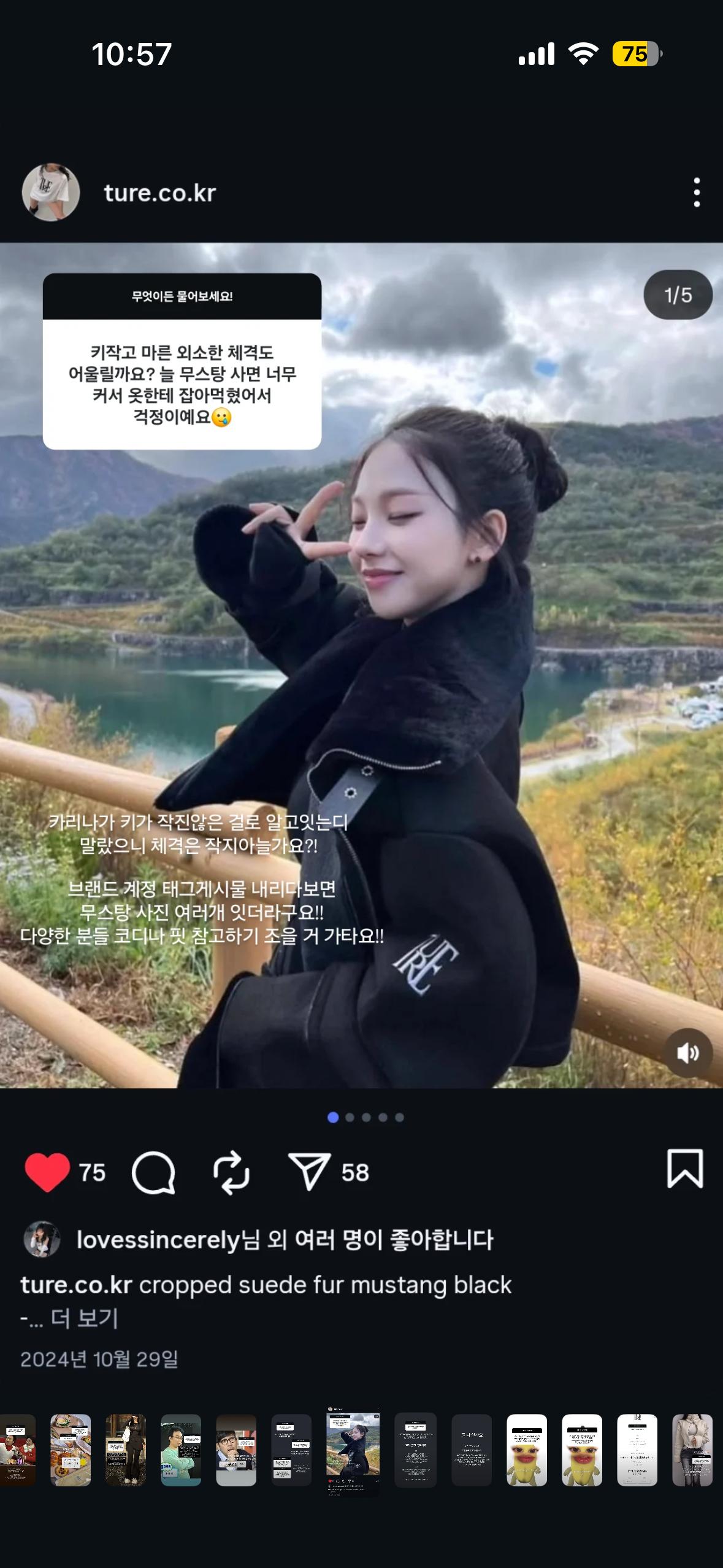 TURE 티유알이 카리나 블랙 무스탕 2