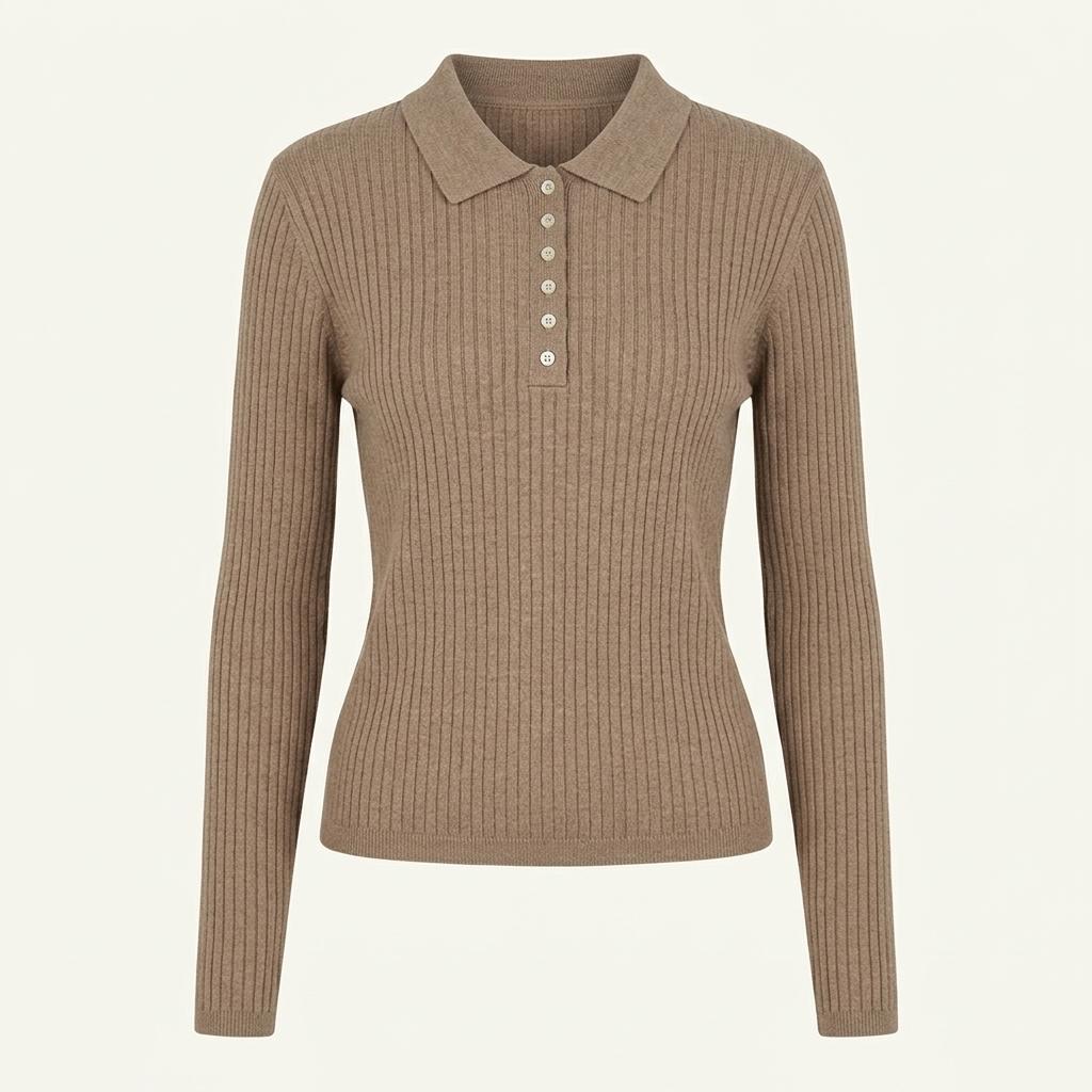 아우어노스텔지아 카라니트 Deer ribbed collar knit_Hazelnut 1