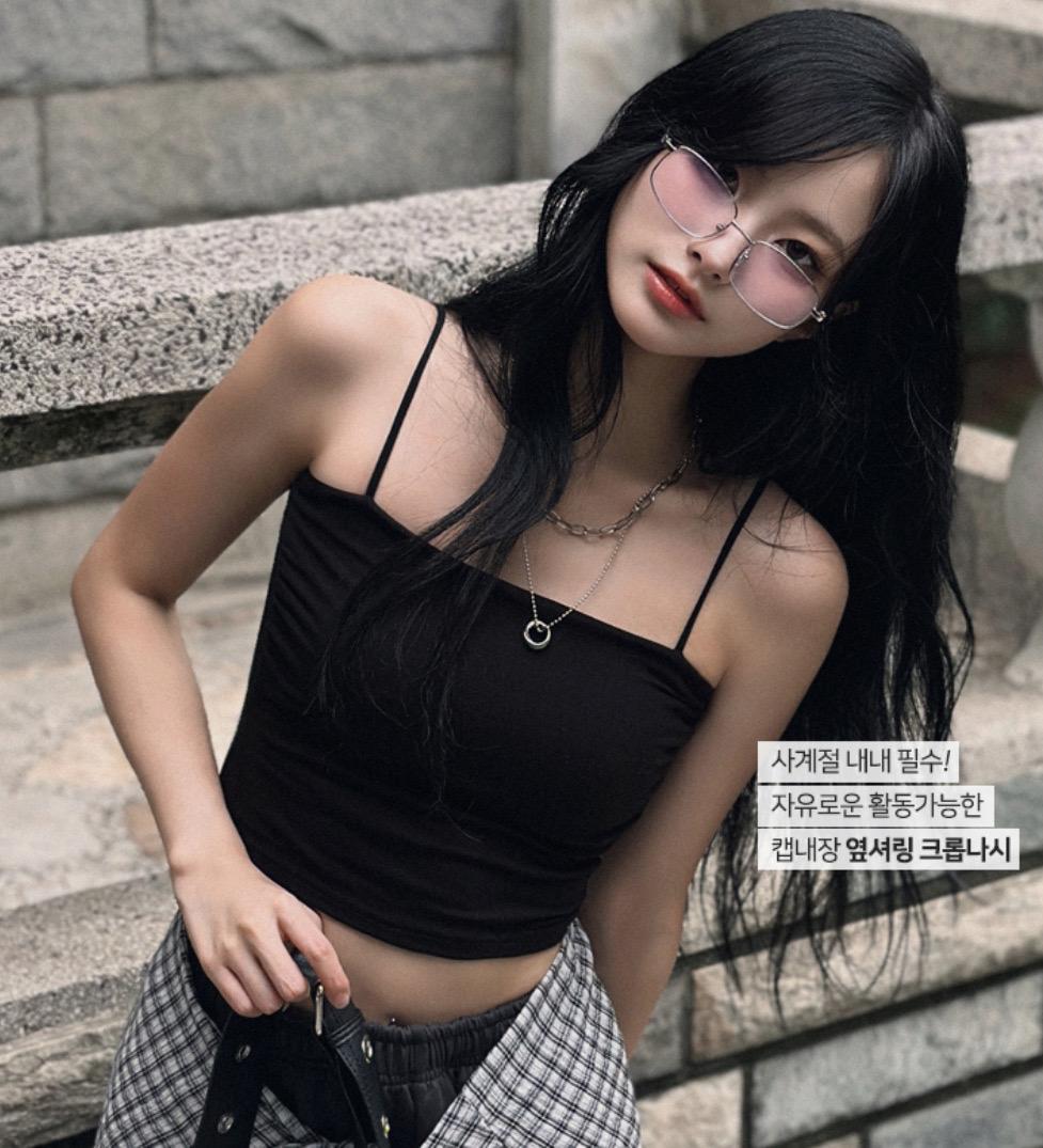 캡내장 옆셔링 크롭 나시 블랙/화이트 새상품 (일괄) 2