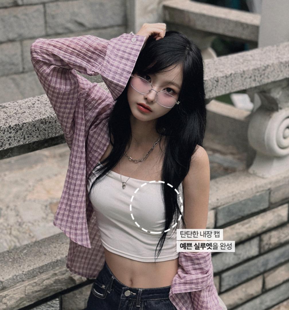 캡내장 옆셔링 크롭 나시 블랙/화이트 새상품 (일괄) 4