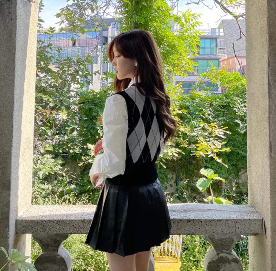 아가일 니트 베스트 조끼 새상품 5